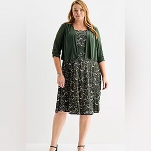 Perceptions Green and Black Dress